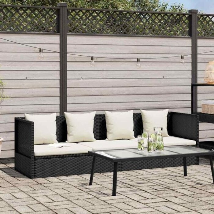 Vidaxl Gartenliege Poly-Rattan Schwarz mit Auflagen - 35% Rabatt