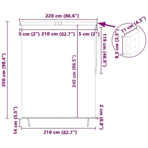 Vidaxl Außenrollo 220 x 250 cm, Anthrazit - 35% Rabatt