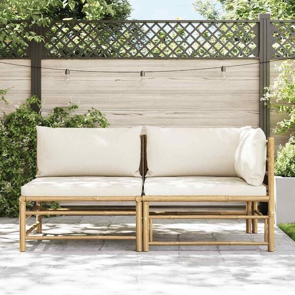 Vidaxl Bambus Lounge-Set 2-teilig - Cremeweiß - 35% Rabatt