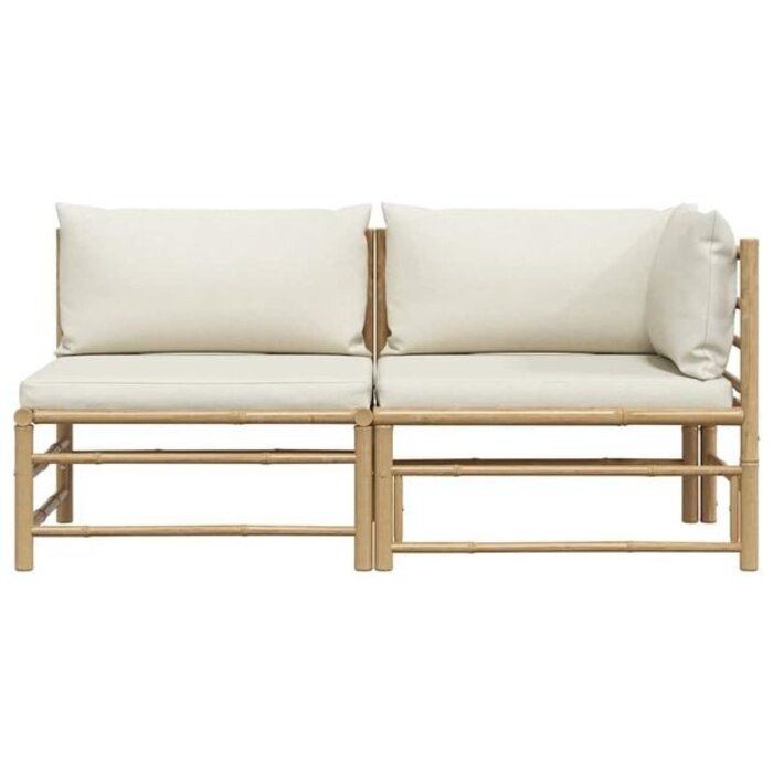 Vidaxl Bambus Lounge-Set 2-teilig - Cremeweiß - 35% Rabatt