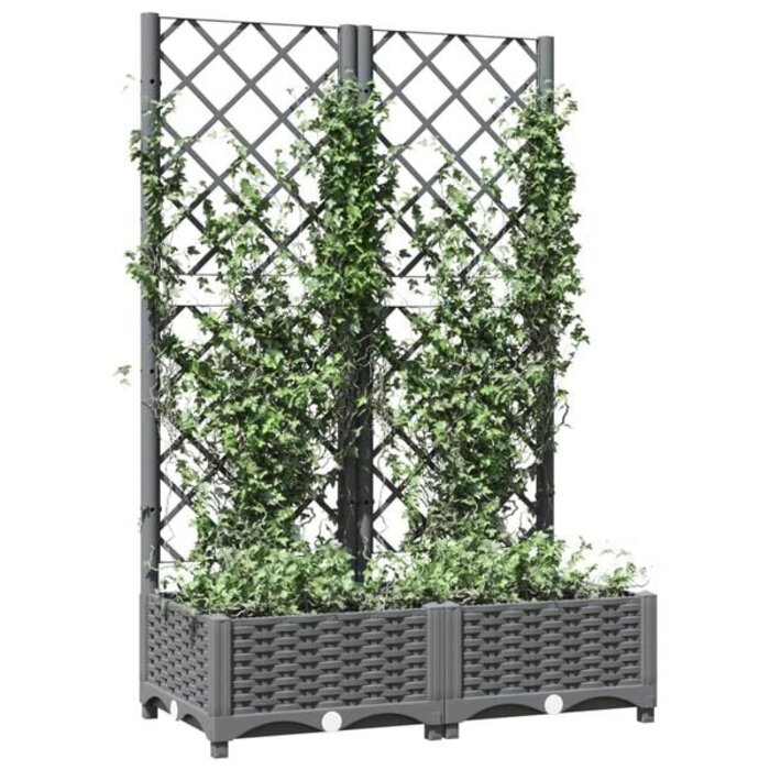 Vidaxl Pflanzkübel mit Rankgitter 80x40cm - hellgrau - 33% Rabatt