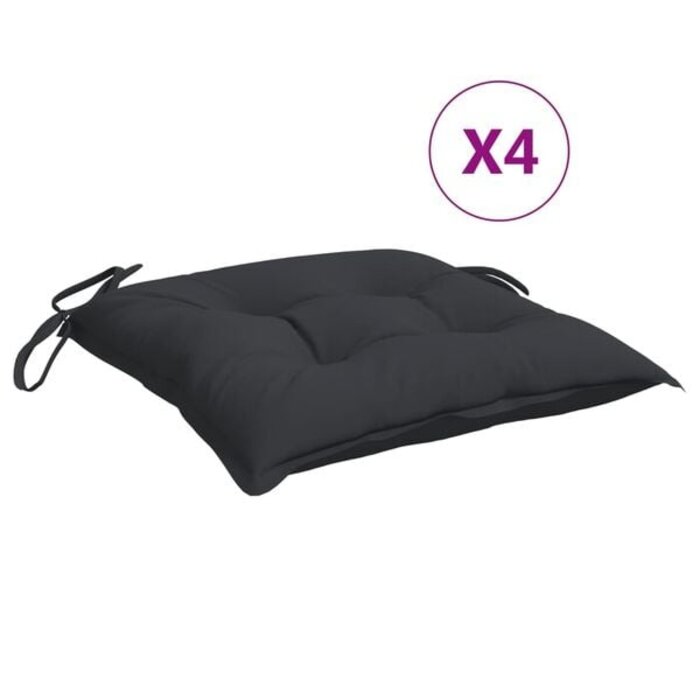 Vidaxl 4er-Set Stuhlkissen 40x40x7 cm Schwarz - 31% Rabatt