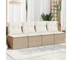 Vidaxl 4-Sitzer Gartenbank XL, Bruin beige, mit Kissen - 35% Rabatt