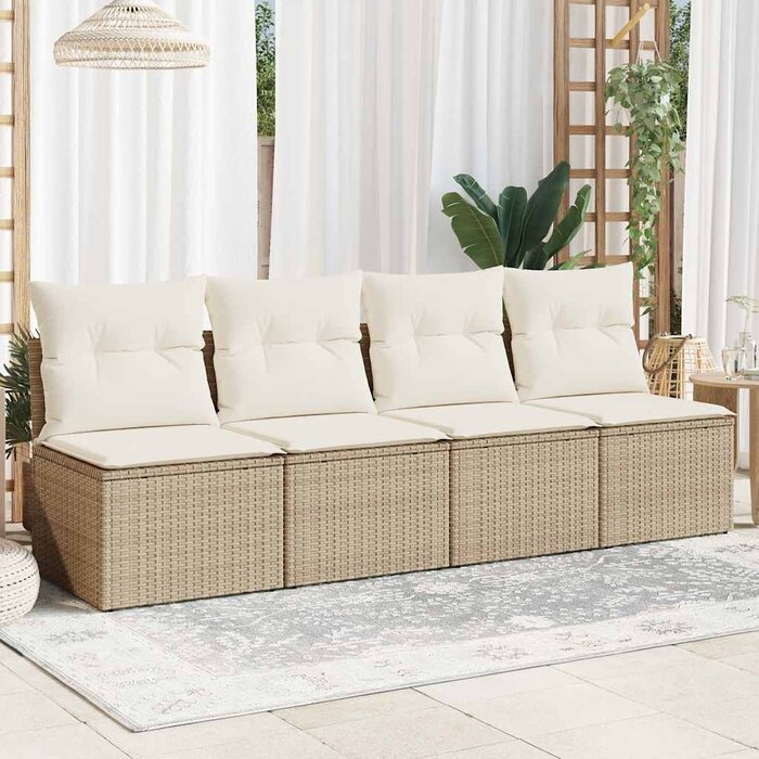 Vidaxl 4-Sitzer Gartenbank XL, Bruin beige, mit Kissen - 35% Rabatt