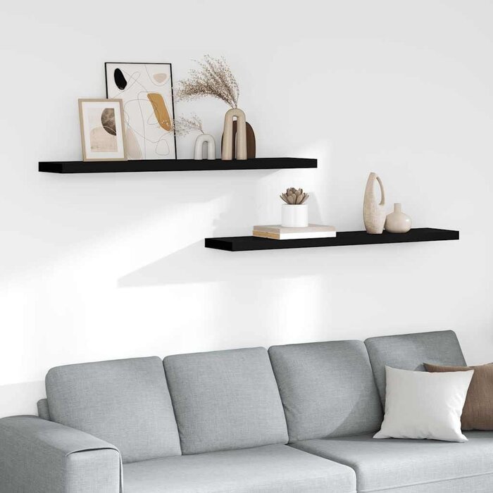Vidaxl Schwebendes Wandregal-Set, 120 cm, Schwarz, 2 Stück - 33% Rabatt