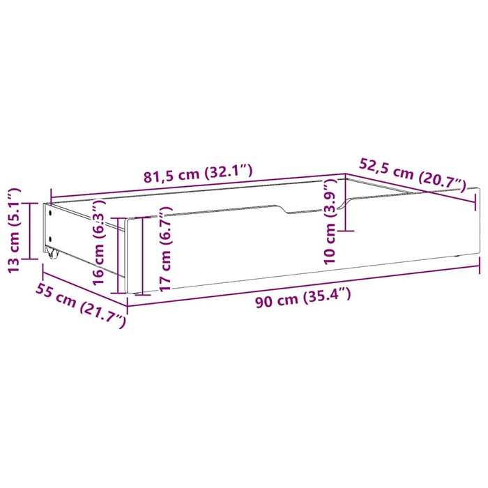 Vidaxl 2er-Set Bettkasten Kiefer Massivholz 90x55x16 cm Weiß - 34% Rabatt