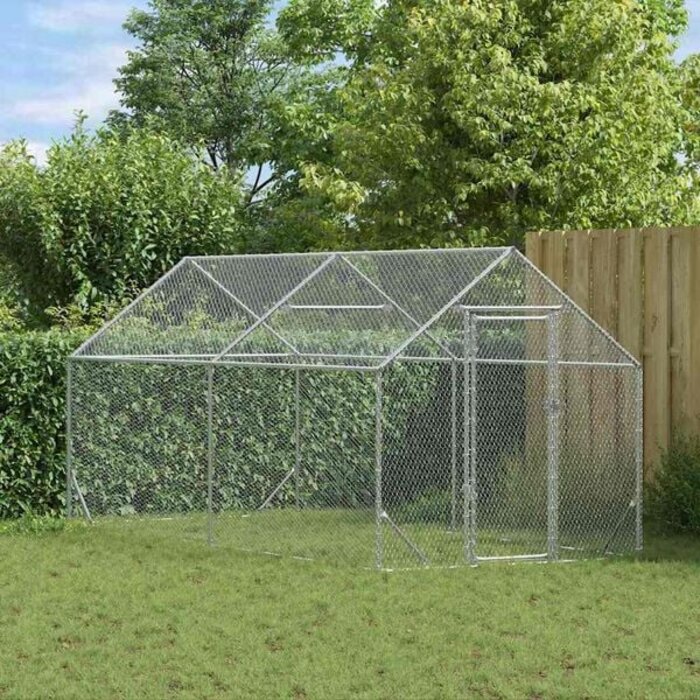 Vidaxl Großer Hühnerstall, verzinkter Stahl 400x170x177 cm - 35% Rabatt