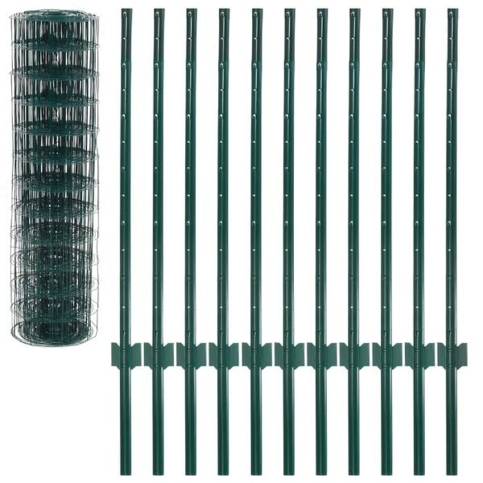 Vidaxl Euro-Zaun Set 20 x 1 m, Grün - PVC-Stahl - 34% Rabatt - Ausgepackt