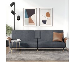 Vidaxl Samt Schlafsofa Dunkelgrau mit USB & Getränkehaltern - 35% Rabatt