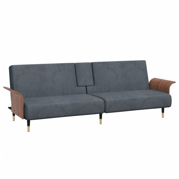 Vidaxl Samt Schlafsofa Dunkelgrau mit USB & Getränkehaltern - 35% Rabatt