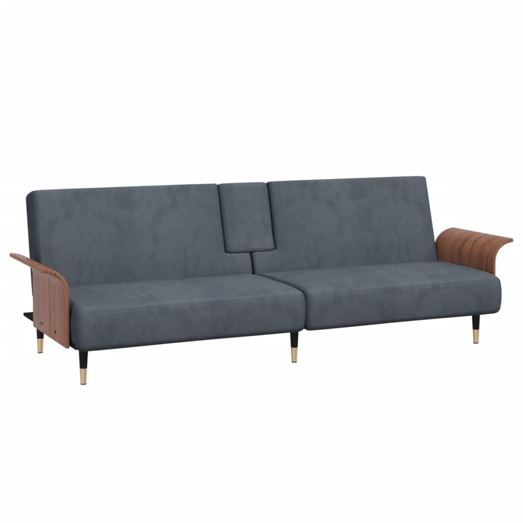 Vidaxl Samt Schlafsofa Dunkelgrau mit USB & Getränkehaltern - 35% Rabatt