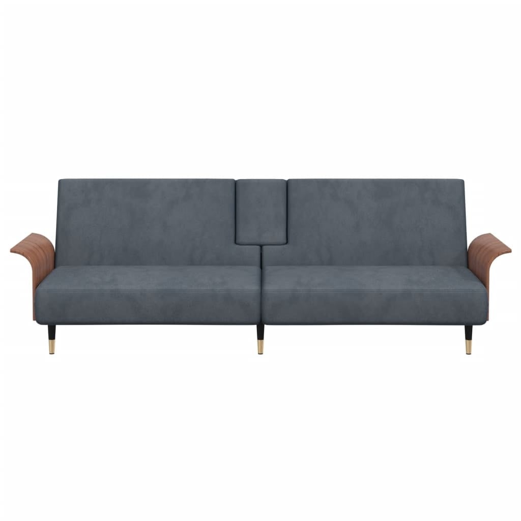 Vidaxl Samt Schlafsofa Dunkelgrau mit USB & Getränkehaltern - 35% Rabatt