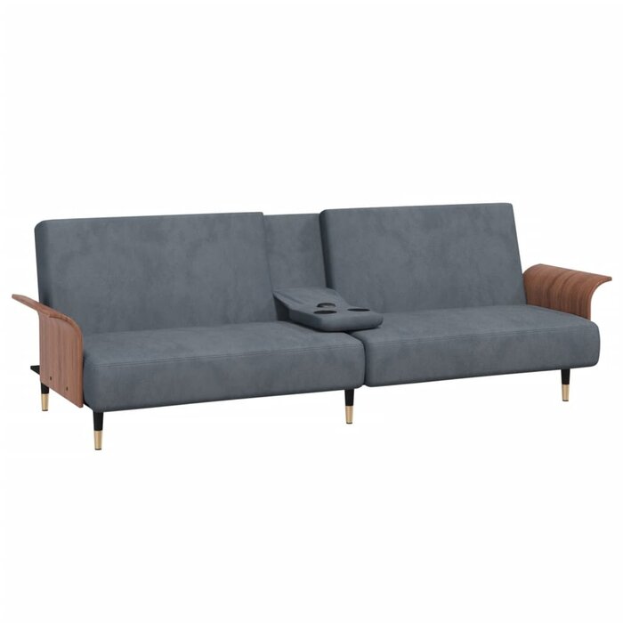 Vidaxl Samt Schlafsofa Dunkelgrau mit USB & Getränkehaltern - 35% Rabatt