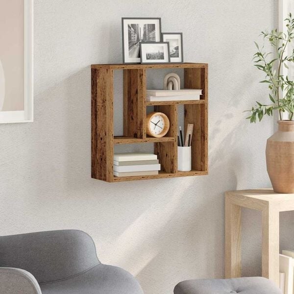 Vidaxl Wandregal 45x16x45 cm Altholz-Optik 5 Fächer - 31% Rabatt