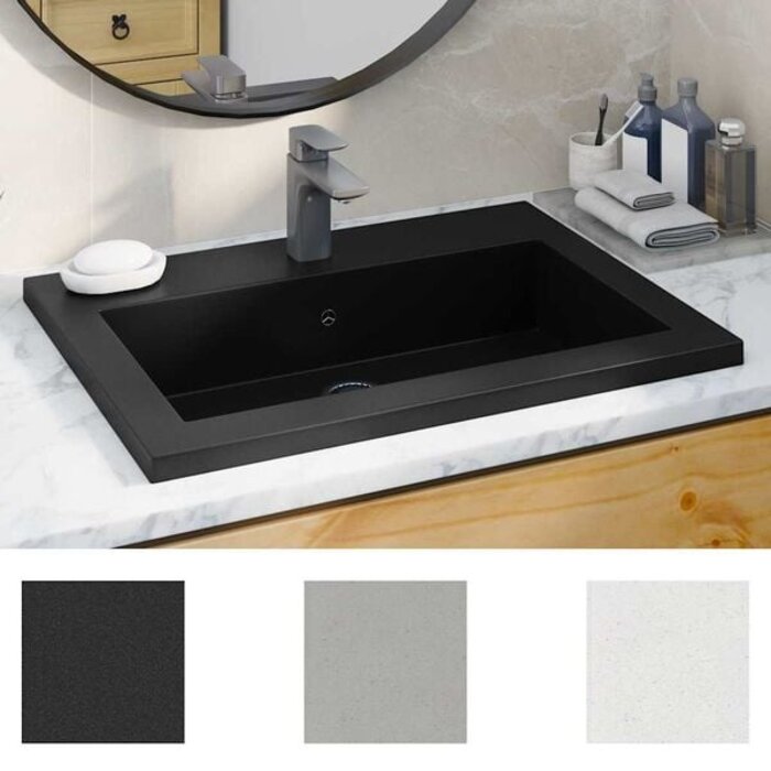 Vidaxl Granit Waschbecken Schwarz 600x450mm - 35% Rabatt