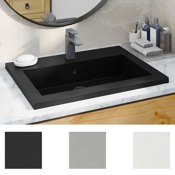 Vidaxl Granit Waschbecken Schwarz 600x450mm - 35% Rabatt