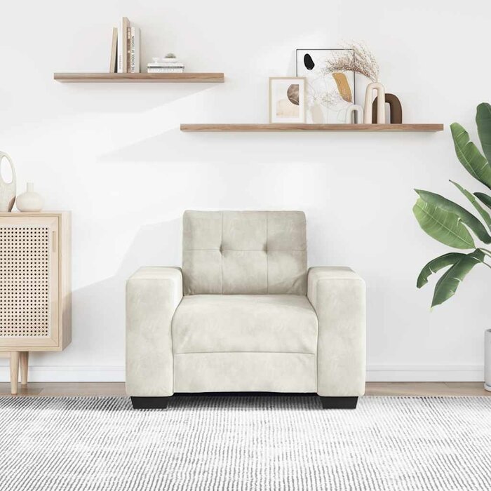Vidaxl Samt-Sessel in Creme, XL, 100x78x80 cm - 35% Rabatt