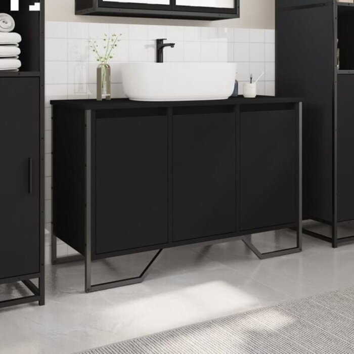 Vidaxl Waschtischunterschrank 91x35x60 cm Schwarz - 34% Rabatt
