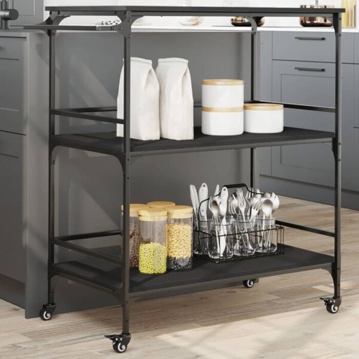 Vidaxl Küchenwagen schwarz 100,5x50x105 cm - Ausgepackt - 34% Rabatt