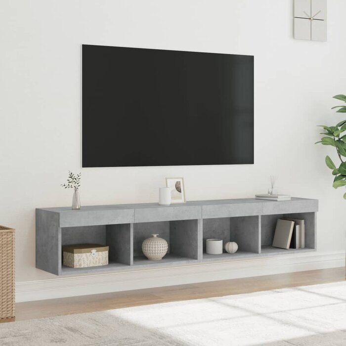 Vidaxl 2er-Set TV-Schränke mit LED, Betongrau, 80x30x30 cm - 33% Rabatt