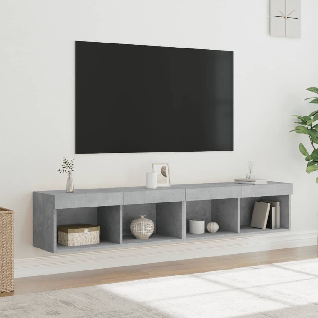Vidaxl 2er-Set TV-Schränke mit LED, Betongrau, 80x30x30 cm - 33% Rabatt