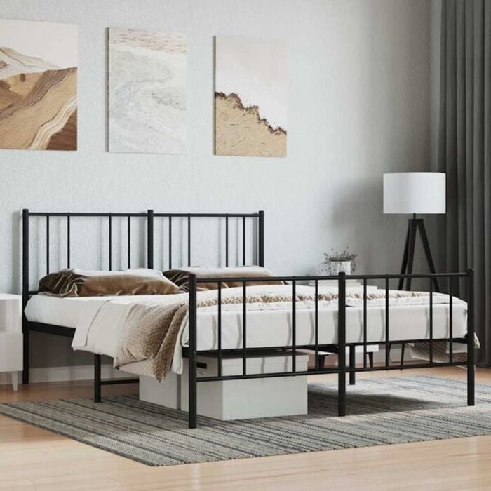Vidaxl Metallbett 140x190 cm - Klassisches Design Schwarz - 34% Rabatt