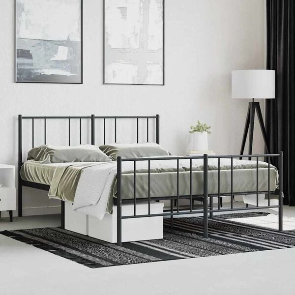 Vidaxl Metallbett 140x190 cm - Klassisches Design Schwarz - 34% Rabatt