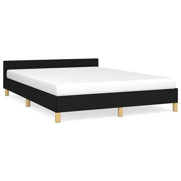 Vidaxl Bettrahmen mit Kopfteil Stoff Schwarz 140x190 cm - 41% Rabatt