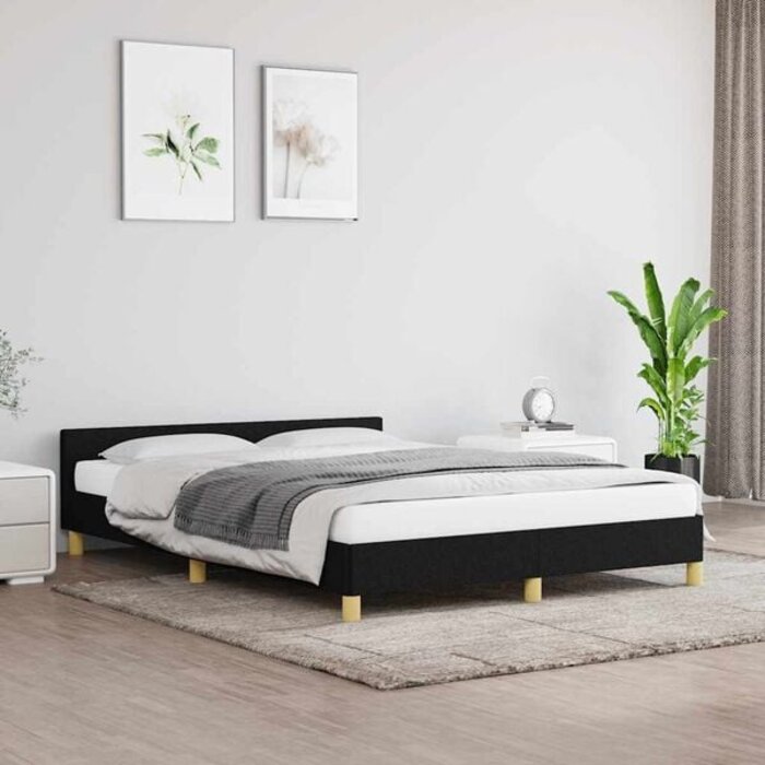 Vidaxl Bettrahmen mit Kopfteil Stoff Schwarz 140x190 cm - 41% Rabatt
