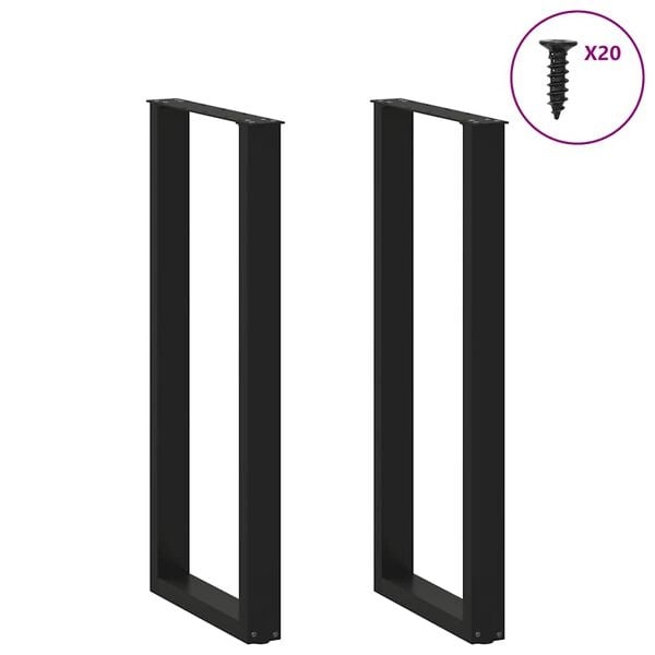 Vidaxl Bartischgestell U-Form 40x110 cm 2er-Set Stahl schwarz - 40% Rabatt