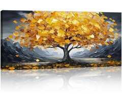 Abstraktes Wandbild Gelber Blütenbaum 120x50 cm - 41% Rabatt