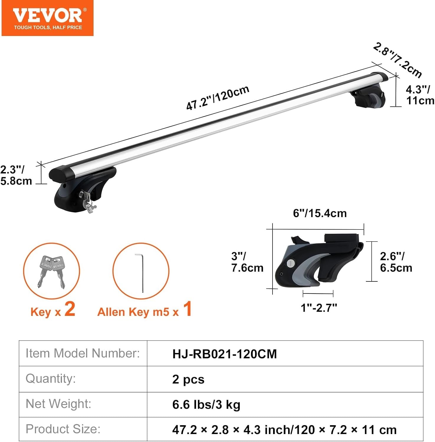 Universelle Dachträger 120 cm - 33% Rabatt auf Aluminium-Querträger