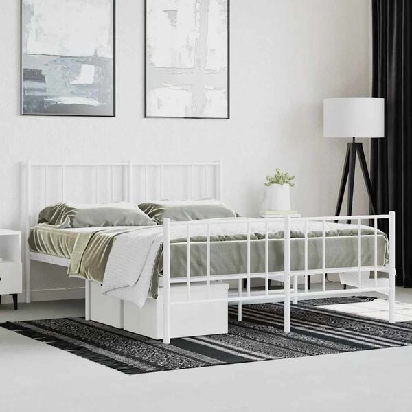 Vidaxl Bettgestell 120x200 cm aus Metall, Weiß - 34% Rabatt