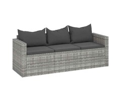 Vidaxl 3-Sitzer Gartenbank Poly-Rattan Grau - 35% Rabatt