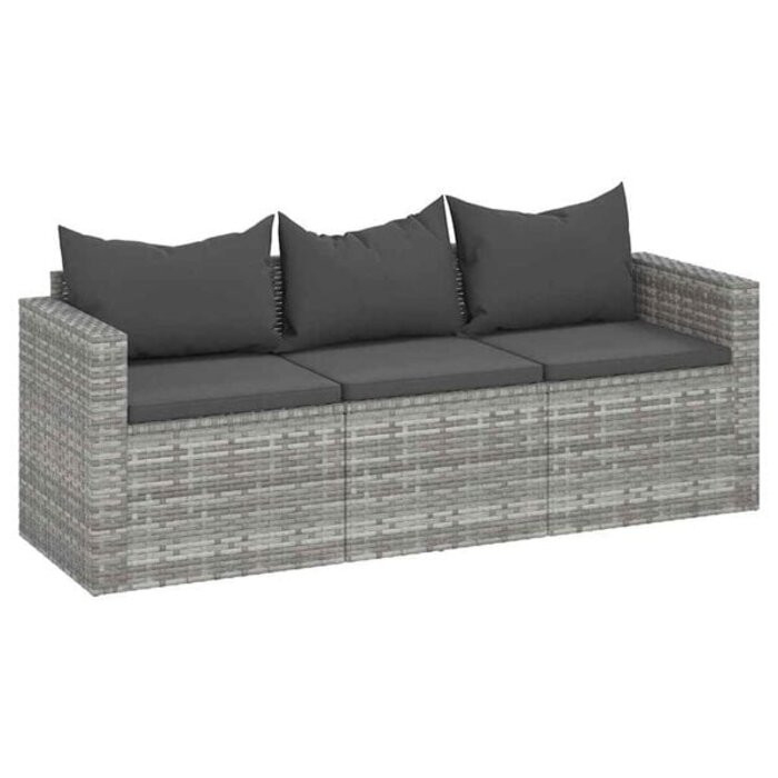 Vidaxl 3-Sitzer Gartenbank Poly-Rattan Grau - 35% Rabatt