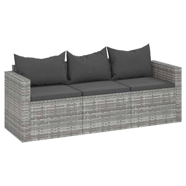 Vidaxl 3-Sitzer Gartenbank Poly-Rattan Grau - 35% Rabatt