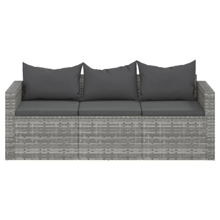 Vidaxl 3-Sitzer Gartenbank Poly-Rattan Grau - 35% Rabatt