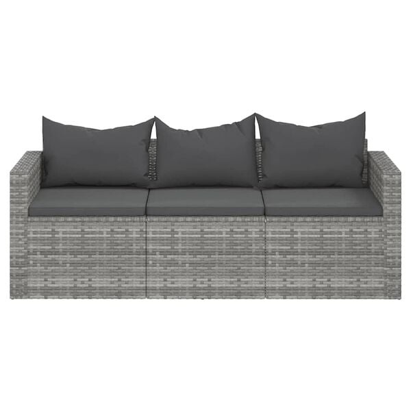 Vidaxl 3-Sitzer Gartenbank Poly-Rattan Grau - 35% Rabatt