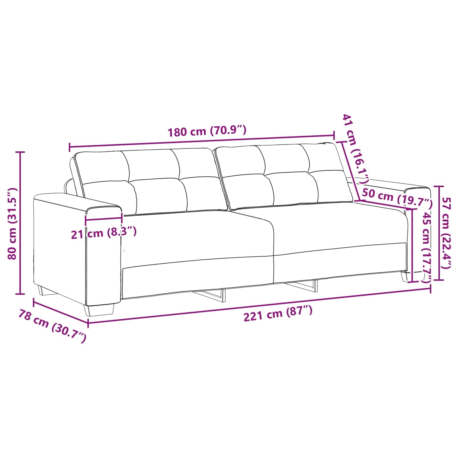 Vidaxl 3-Sitzer Sofa Samt Crème 220 cm - 35% Rabatt