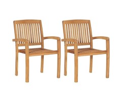 Vidaxl Stapelbare Teakholz-Gartenstühle 2er Set - 35% Rabatt
