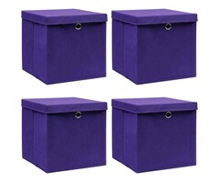 Vidaxl 4er-Set Aufbewahrungsboxen mit Deckel, 28x28cm, Lila - 31% Rabatt