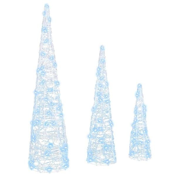 3-teiliges LED-Weihnachtsbaum-Set, Acryl, kaltweiß, 33% Rabatt