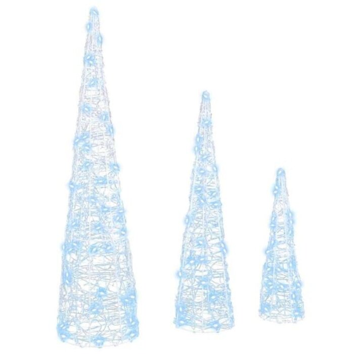 3-teiliges LED-Weihnachtsbaum-Set, Acryl, kaltweiß, 33% Rabatt
