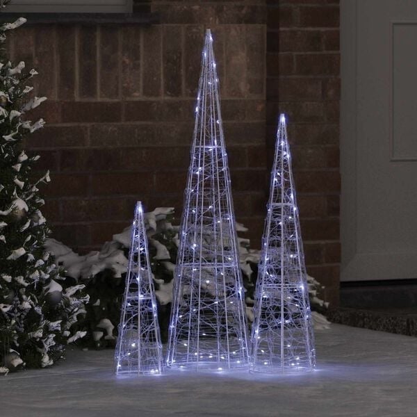 3-teiliges LED-Weihnachtsbaum-Set, Acryl, kaltweiß, 33% Rabatt