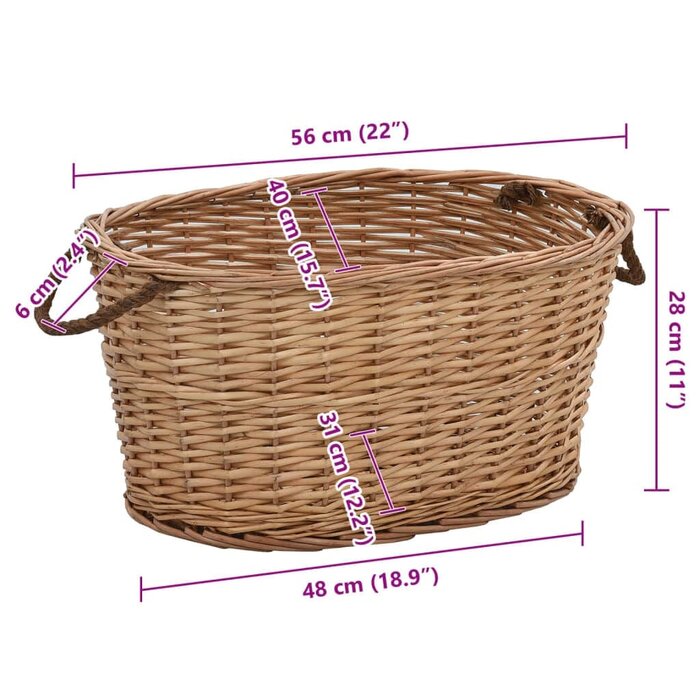 Weidenkorb mit Griffen 56x40x28 cm - 36% Rabatt