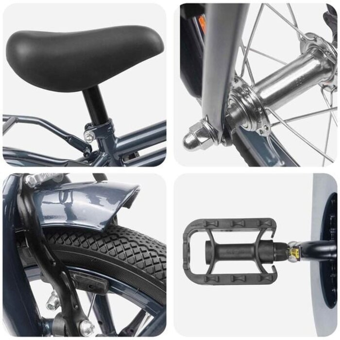 Kinderfahrrad 14 Zoll, Dunkelgrau - 35% Rabatt