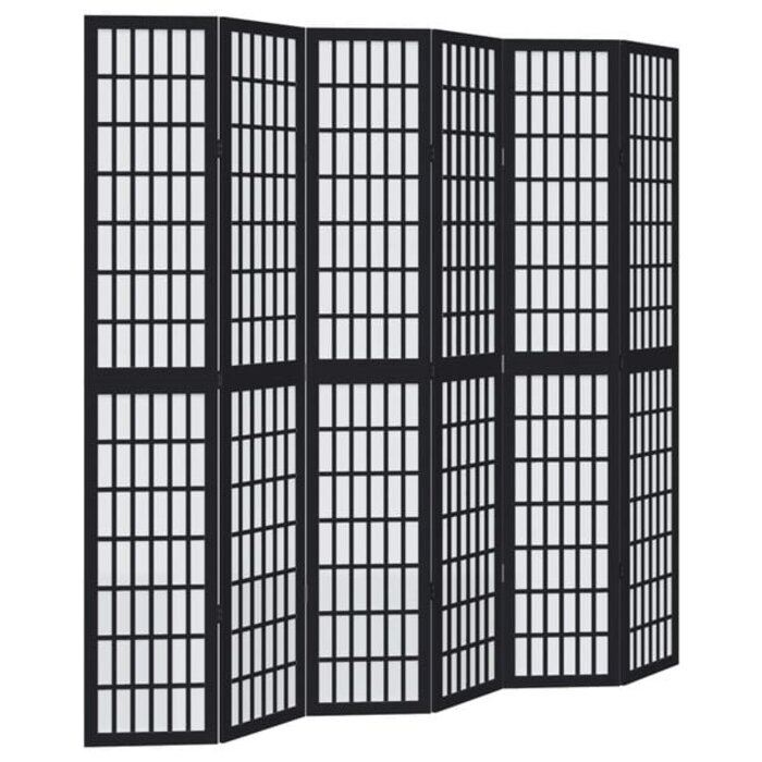 Vidaxl Raumteiler 6 Paneele Schwarz 215x220cm - Massivholz - 35% Rabatt