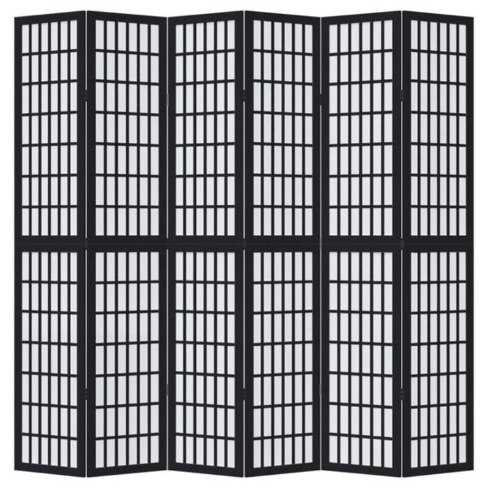 Vidaxl Raumteiler 6 Paneele Schwarz 215x220cm - Massivholz - 35% Rabatt