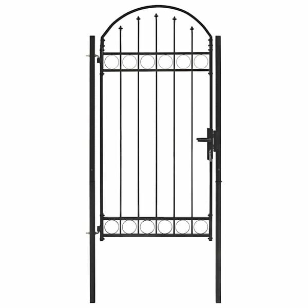 Gartentor mit Bogen 100x250 cm Stahl Schwarz - 35% Rabatt
