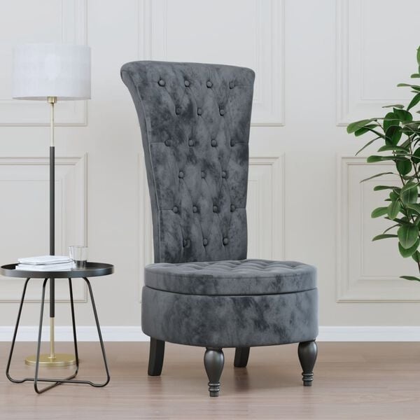 Samtstuhl mit Knopfheftung, Dunkelgrau - 29% Rabatt - 56x72,5x108 cm